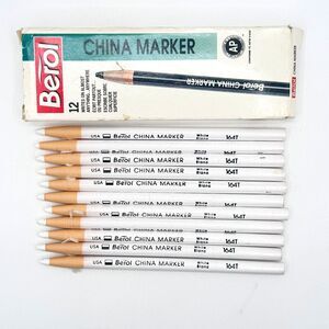 Vintage Berol China Marker 164T White Grease Pencils Peel Off Wrapped Box 11pc